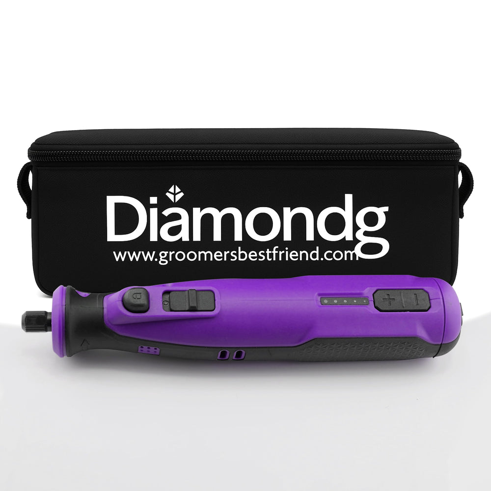 Diamondg cordless dog nail grinder with LED tip for precise trimming.