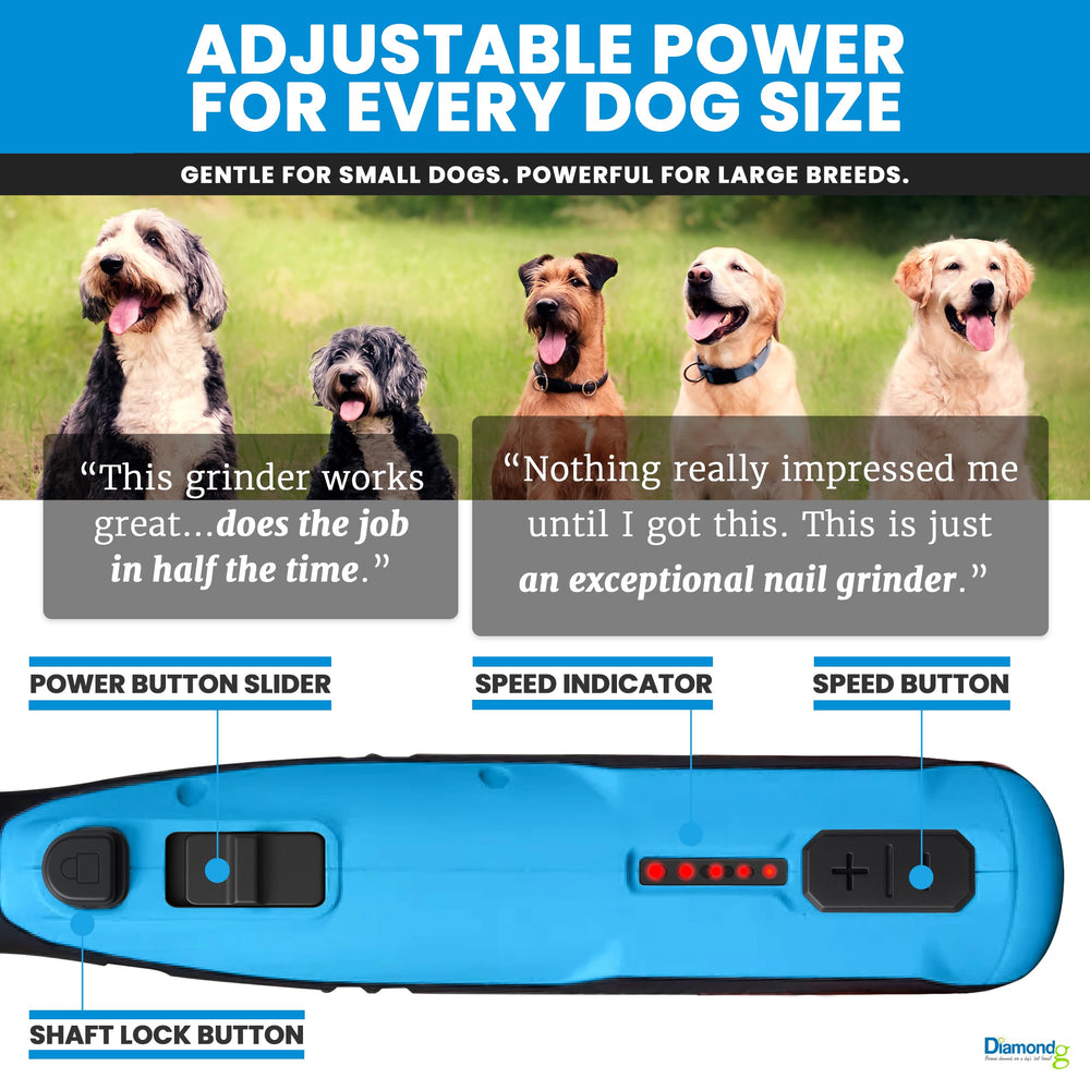 Diamondg cordless dog nail grinder charging via USB-C for quick recharges