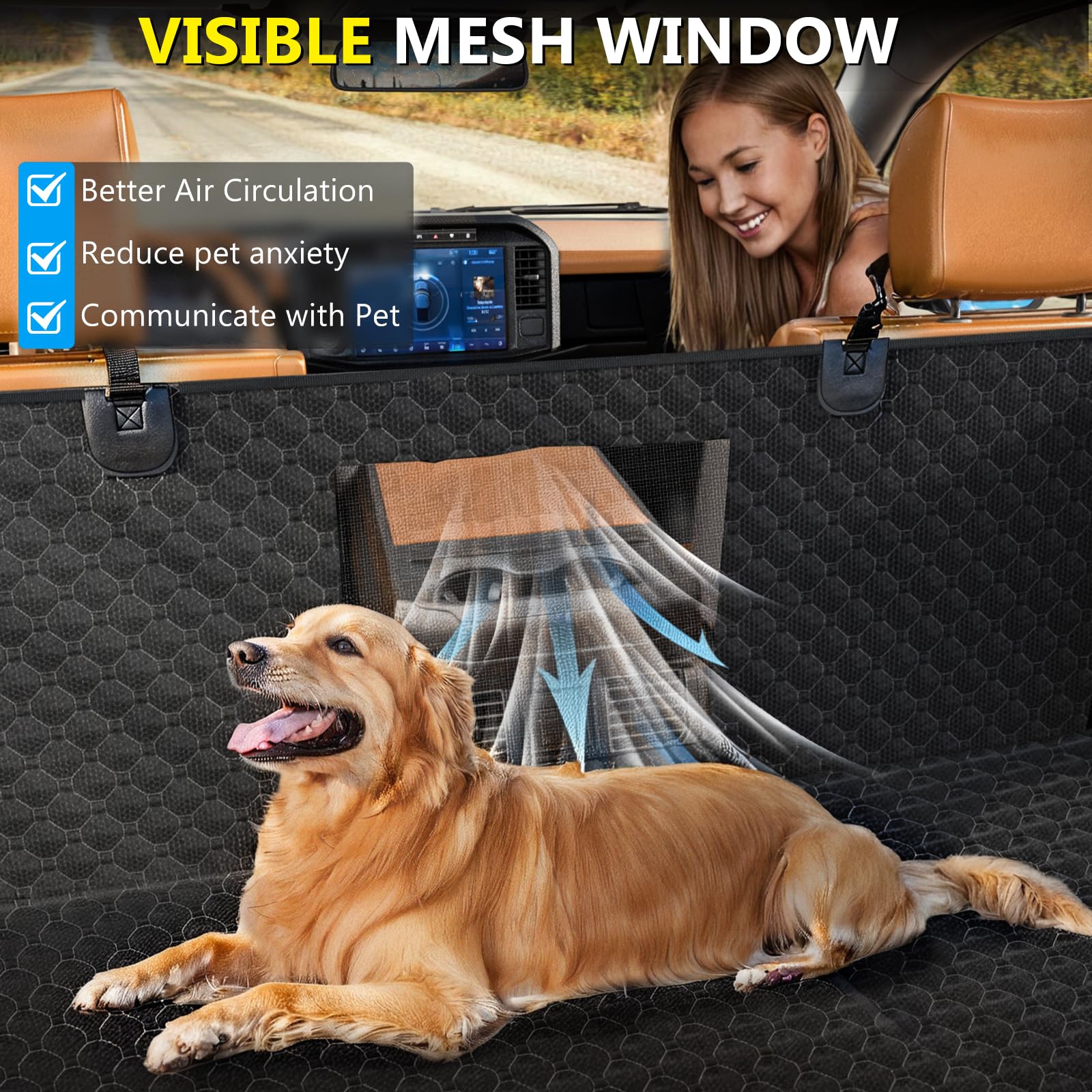 DIAMOOKY included dog leash supports secure restraint for safe rides.