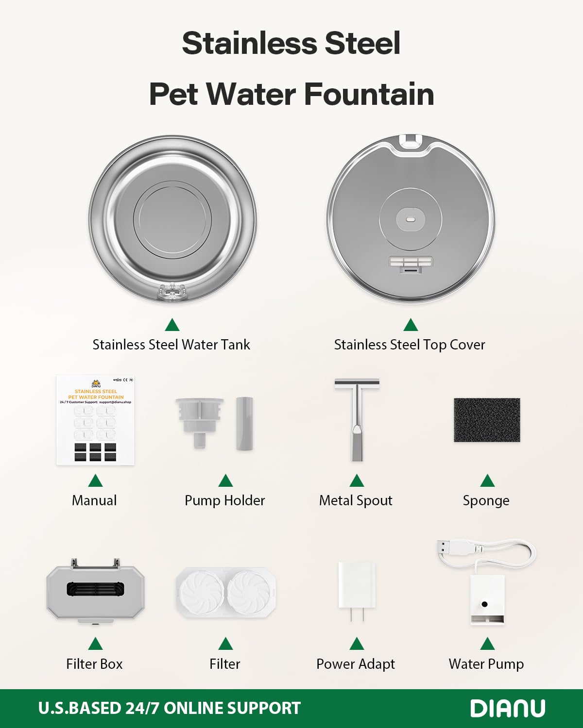 DIANU 304 stainless steel surface stands up to cleaning and daily use.