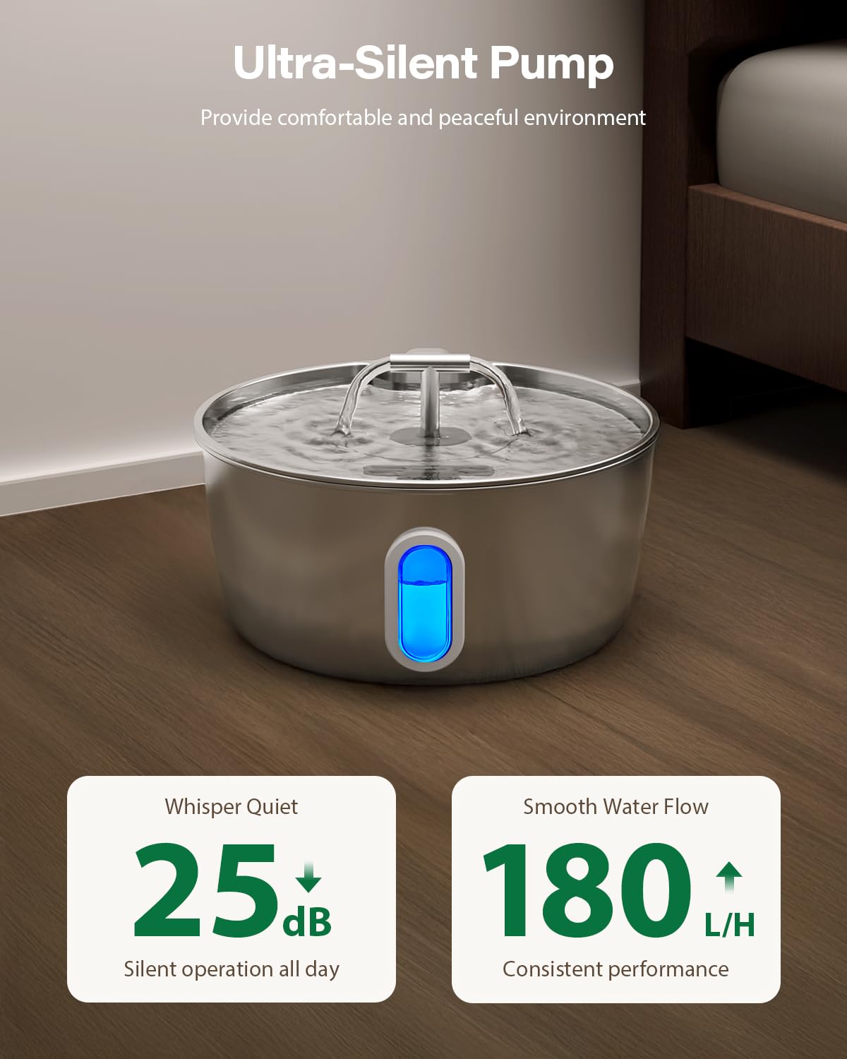 DIANU ultra-quiet 5V pump enables calm environments near feeding areas.
