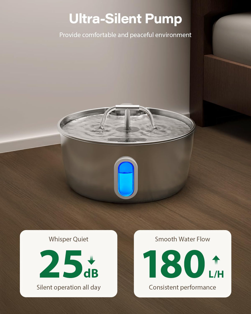 DIANU ultra-quiet 5V pump enables calm environments near feeding areas.