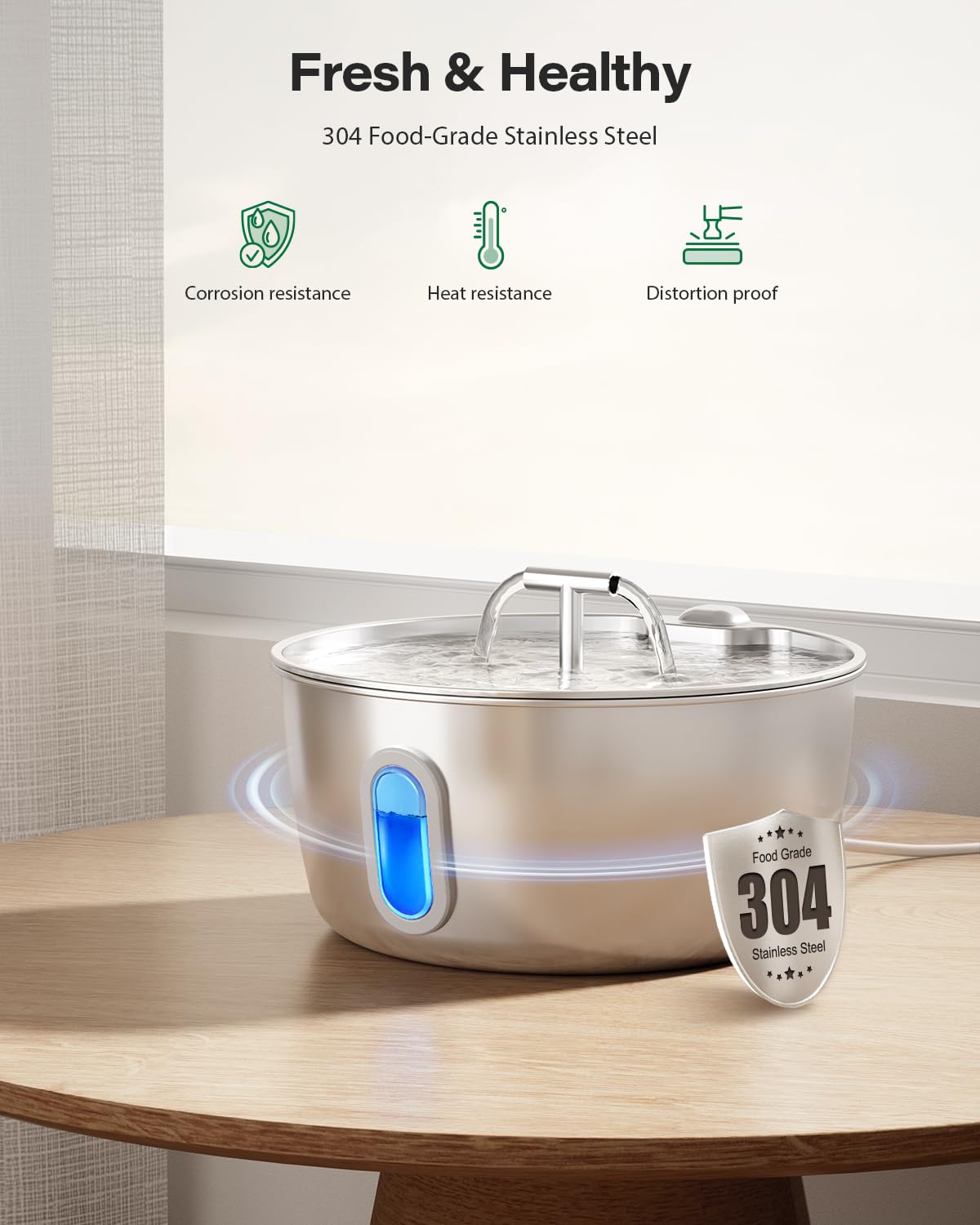 DIANU cat water fountain stainless steel and easy cleaning for daily use.