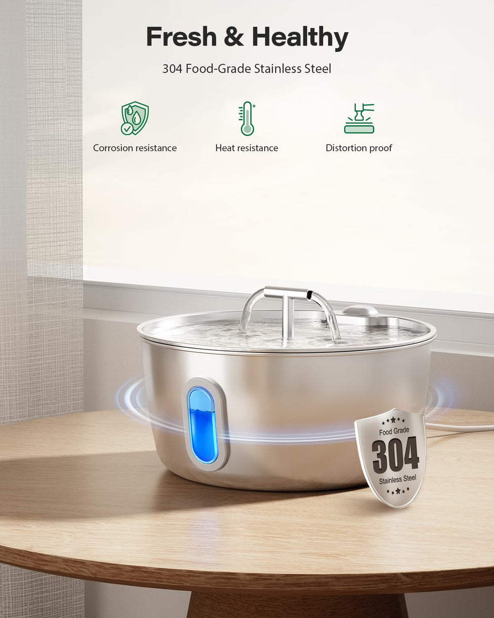 DIANU cat water fountain stainless steel and easy cleaning for daily use.