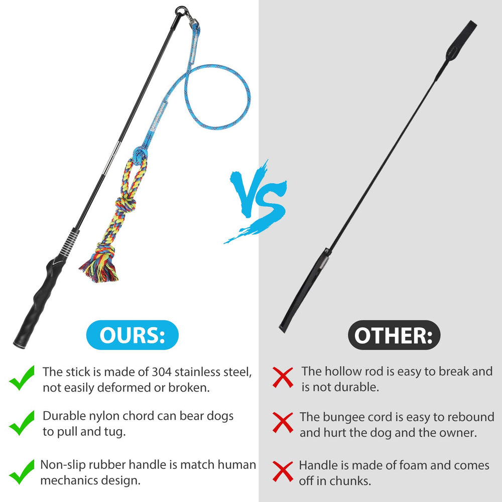DIBBATU Flirt Pole durable stainless steel construction supports strong pull and play sessions
