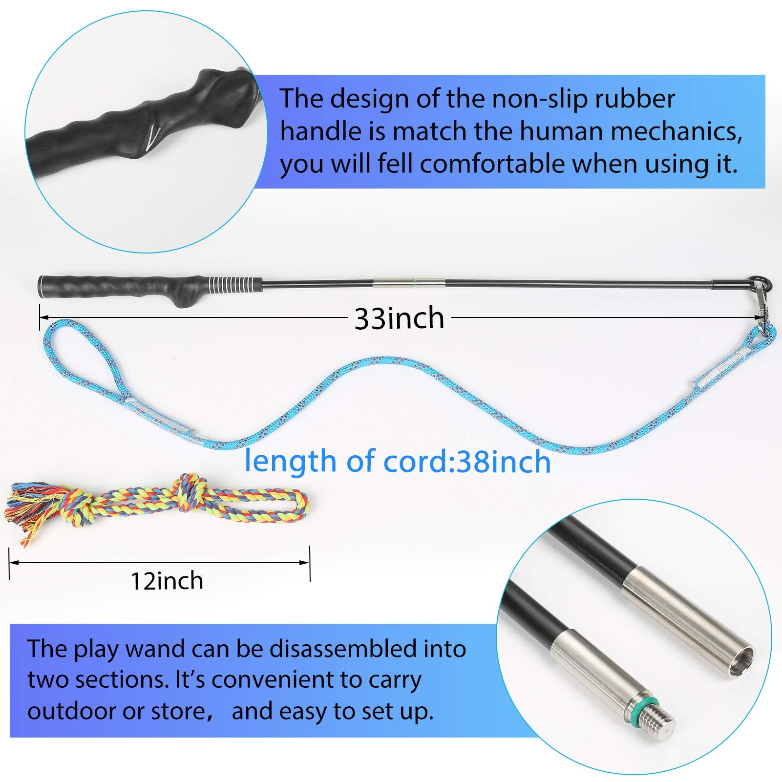 DIBBATU Flirt Pole multi-use toy doubles as a rope toy for variety