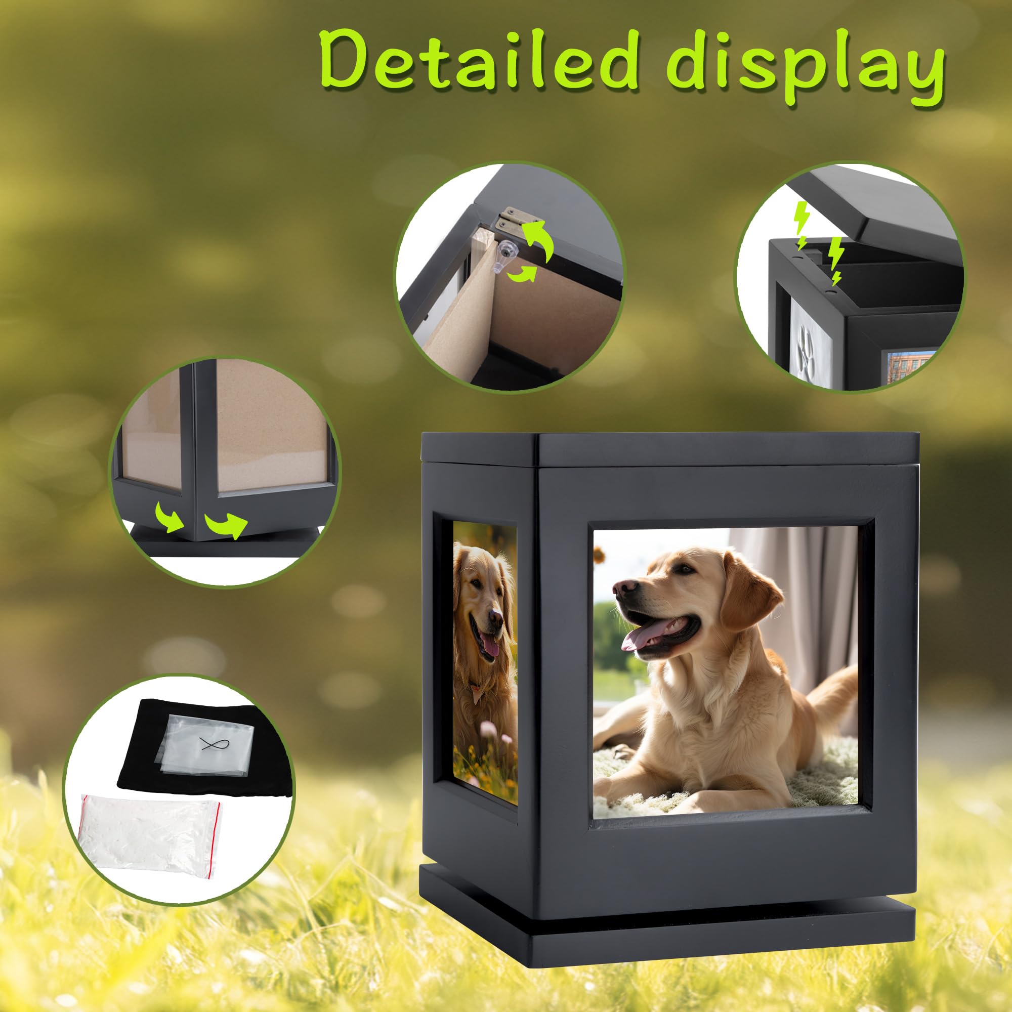 DiDiBirDi urn opened to display contents and keepsakes securely.