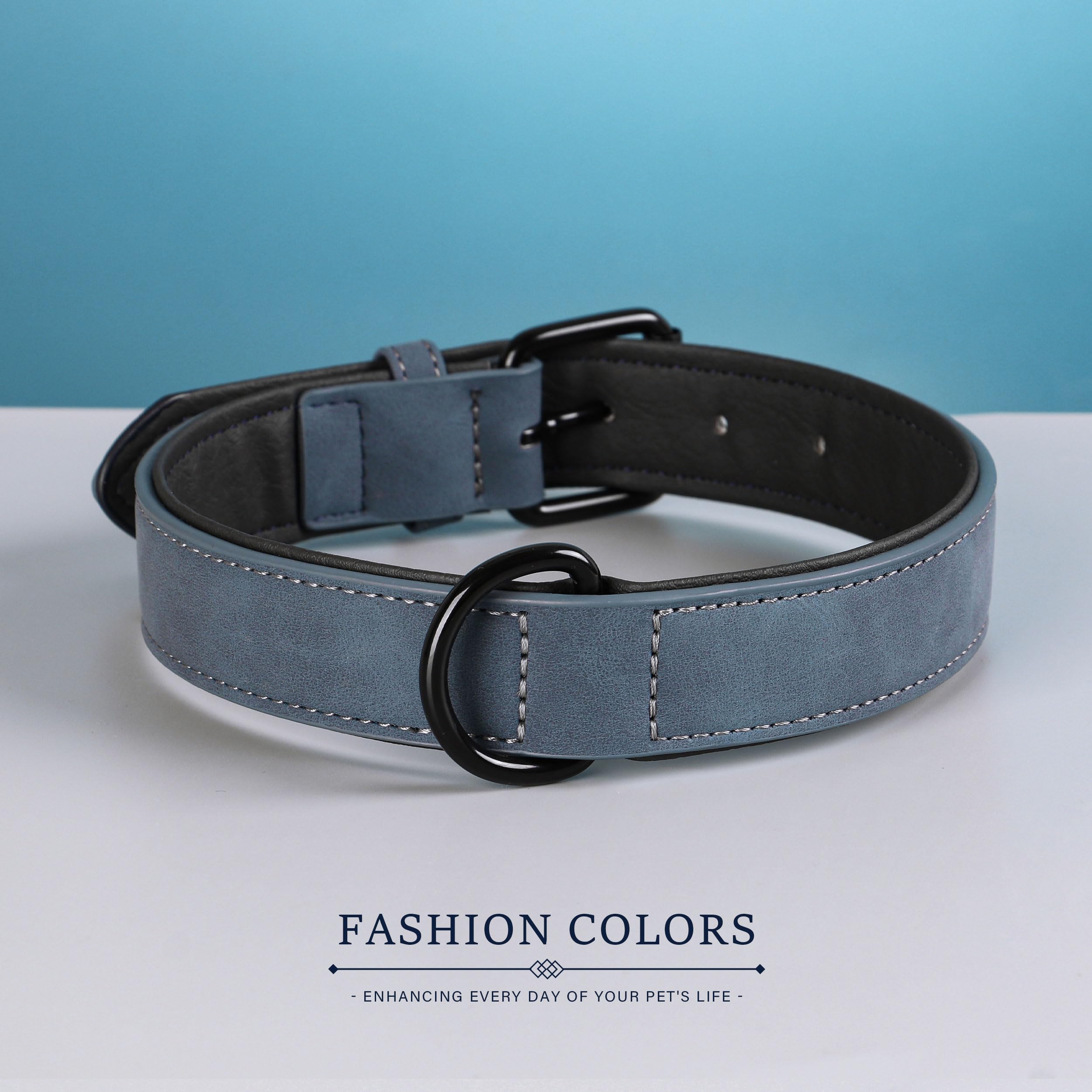 Didog adjustable buckle with five holes for growing necks in blue