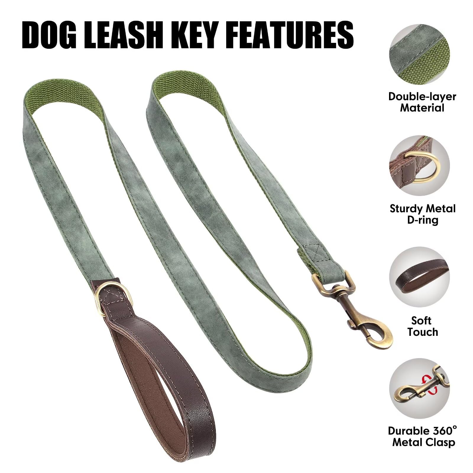 Didog PU Leather Leash is lightweight yet durable thanks to nylon interior and faux leather exterior.