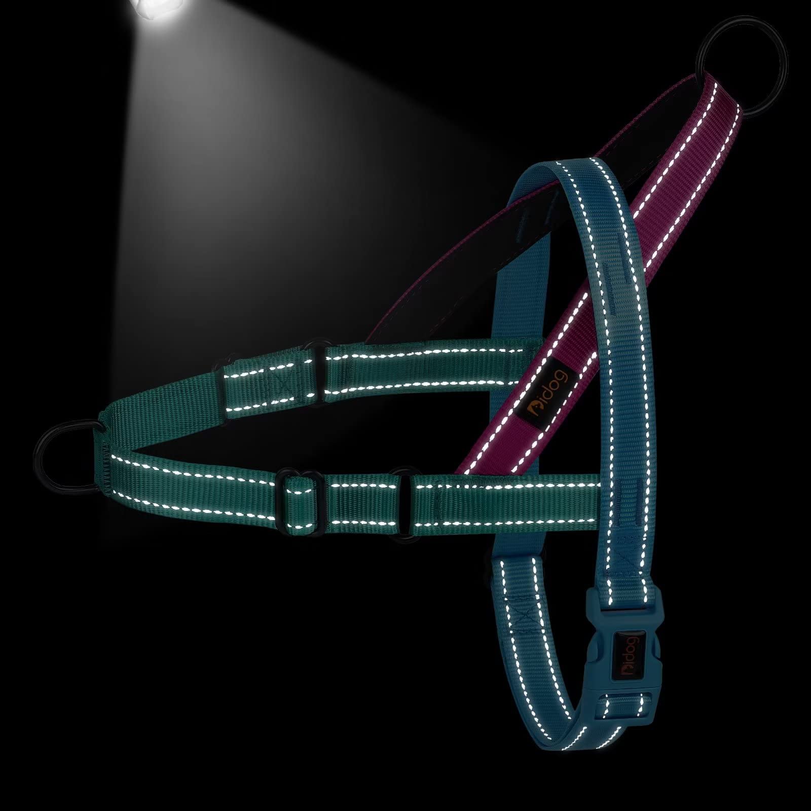 Didog No Pull Harness adjustable neck and chest blue ensures a snug, secure fit.