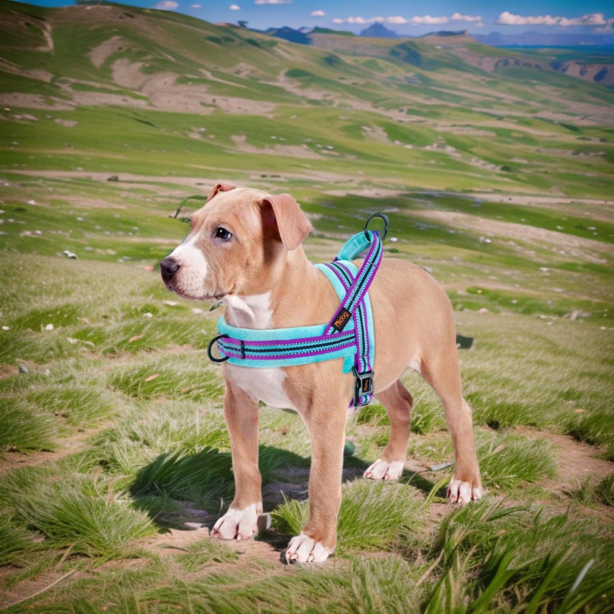 Didog harness with reflective stripes for safe night visibility
