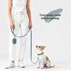 Didog soft PU leather collar blue-d-ring-leash-attachment, secure leash connection.