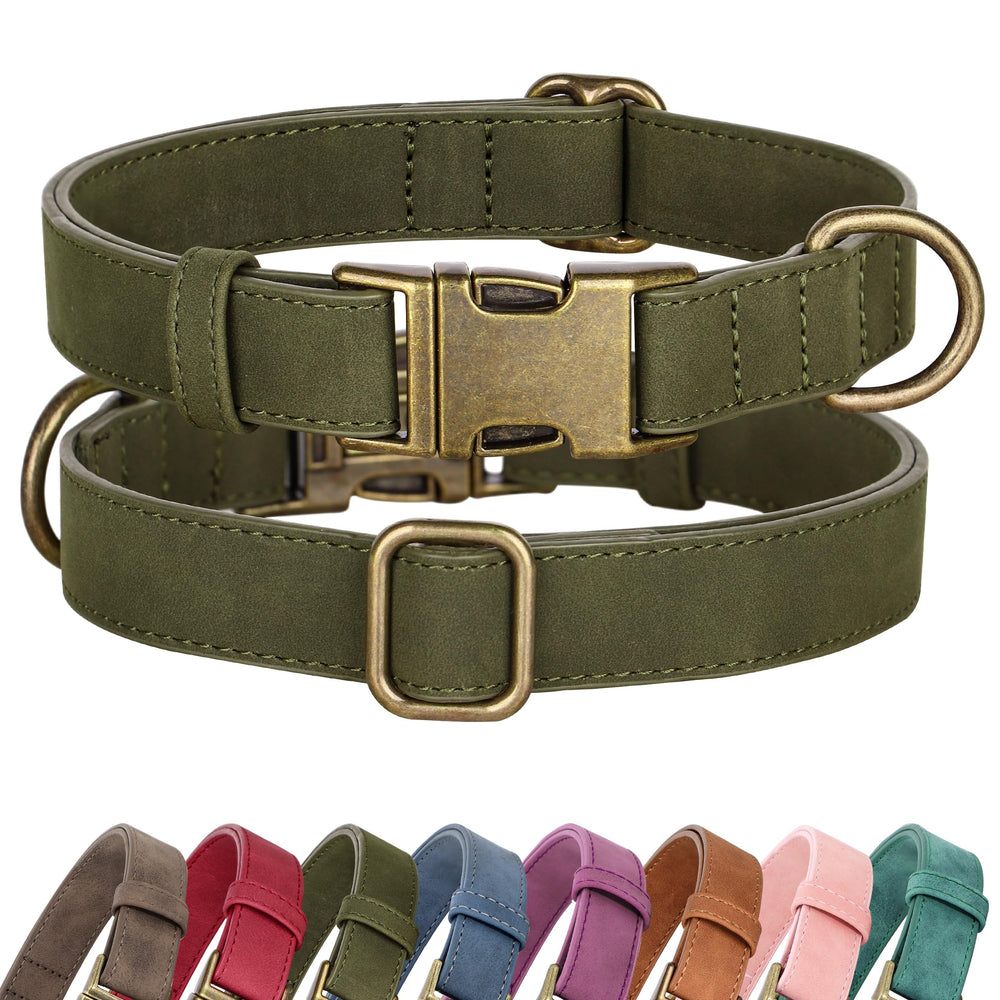 Didog soft PU leather dog collar closeup shows soft texture for daily comfort