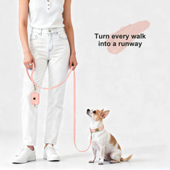 Didog pink PU collar easy-clean with damp cloth