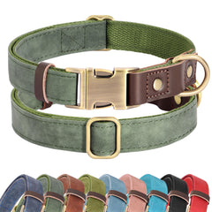 Didog Soft PU leather dog collar green closeup showing durable finish for daily wear.