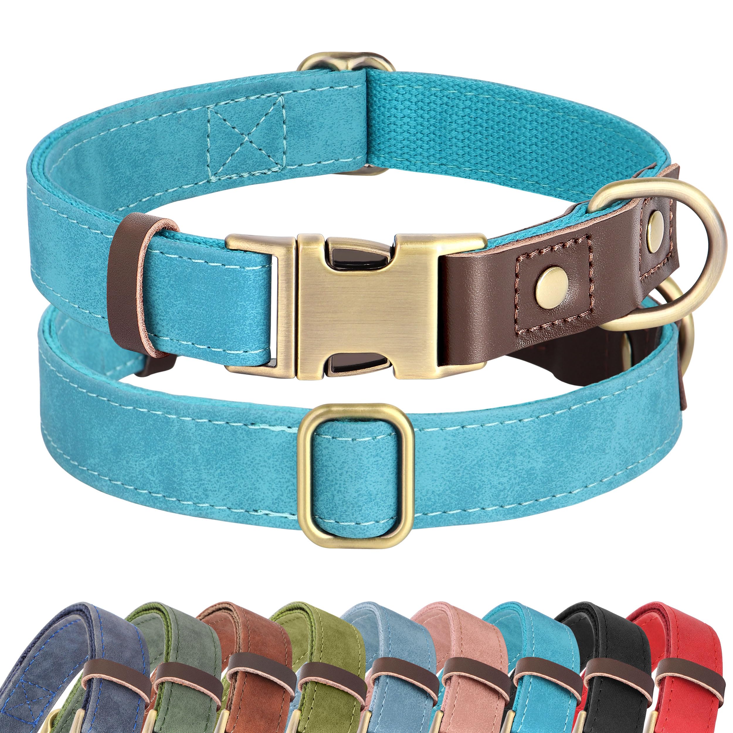 Didog soft PU leather dog collar closeup showing durable daily-wear comfort