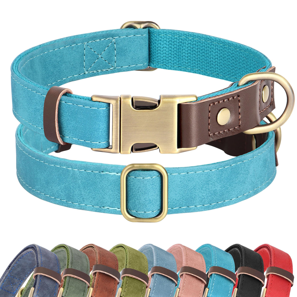 Didog soft PU leather dog collar closeup showing durable daily-wear comfort