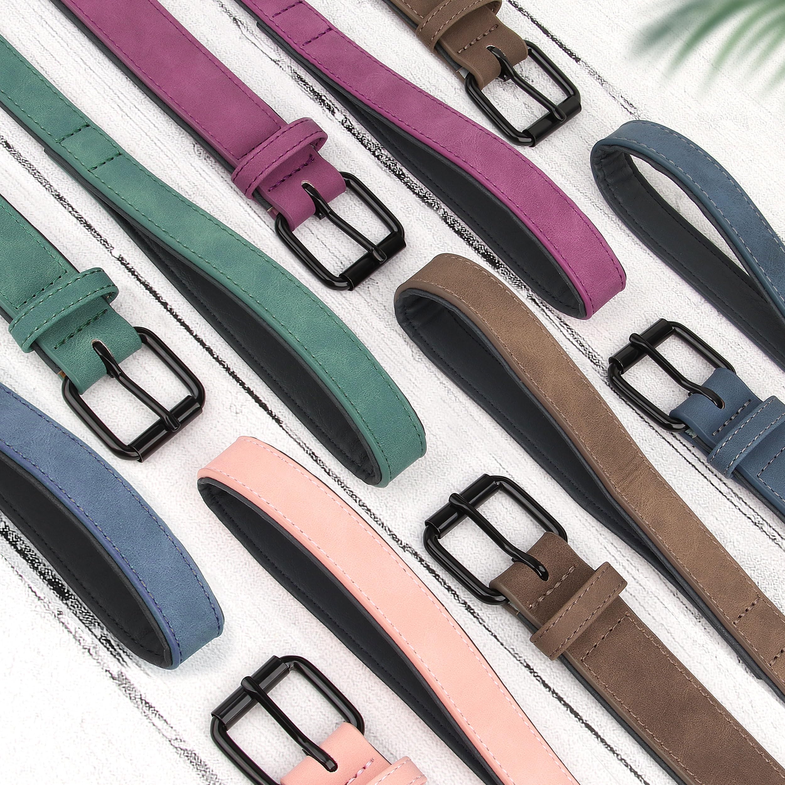 Didog stylish solid green leather collar close-up enhances everyday wear.