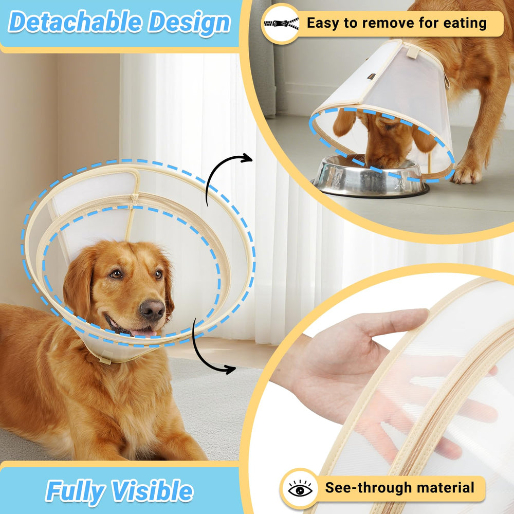 Didopet dog cone detachable-extension enables quick length changes for targeted wound areas.