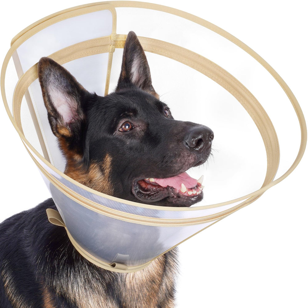 Didopet dog cone extended-zipper shows longer, customizable recovery fit for post-surgery protection.