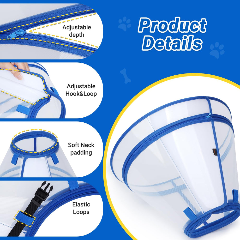 Didopet XXL blue cone soft neck cushion reduces rubbing for comfortable wear.