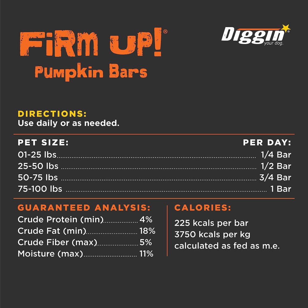 Diggin' Your Dog Firm Up Bars made in USA badge on packaging