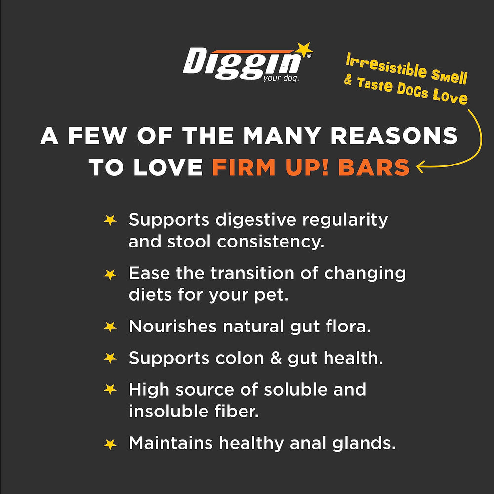 Diggin' Your Dog Firm Up Bars unopened pack ready for on-the-go use