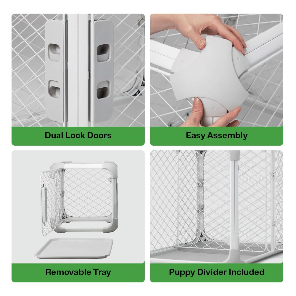 Diggs Evolv puppy divider inside crate for growing puppies