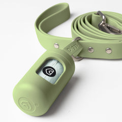 Diggs poop bags preloaded in the dispenser showcasing easy on-the-go replacement.