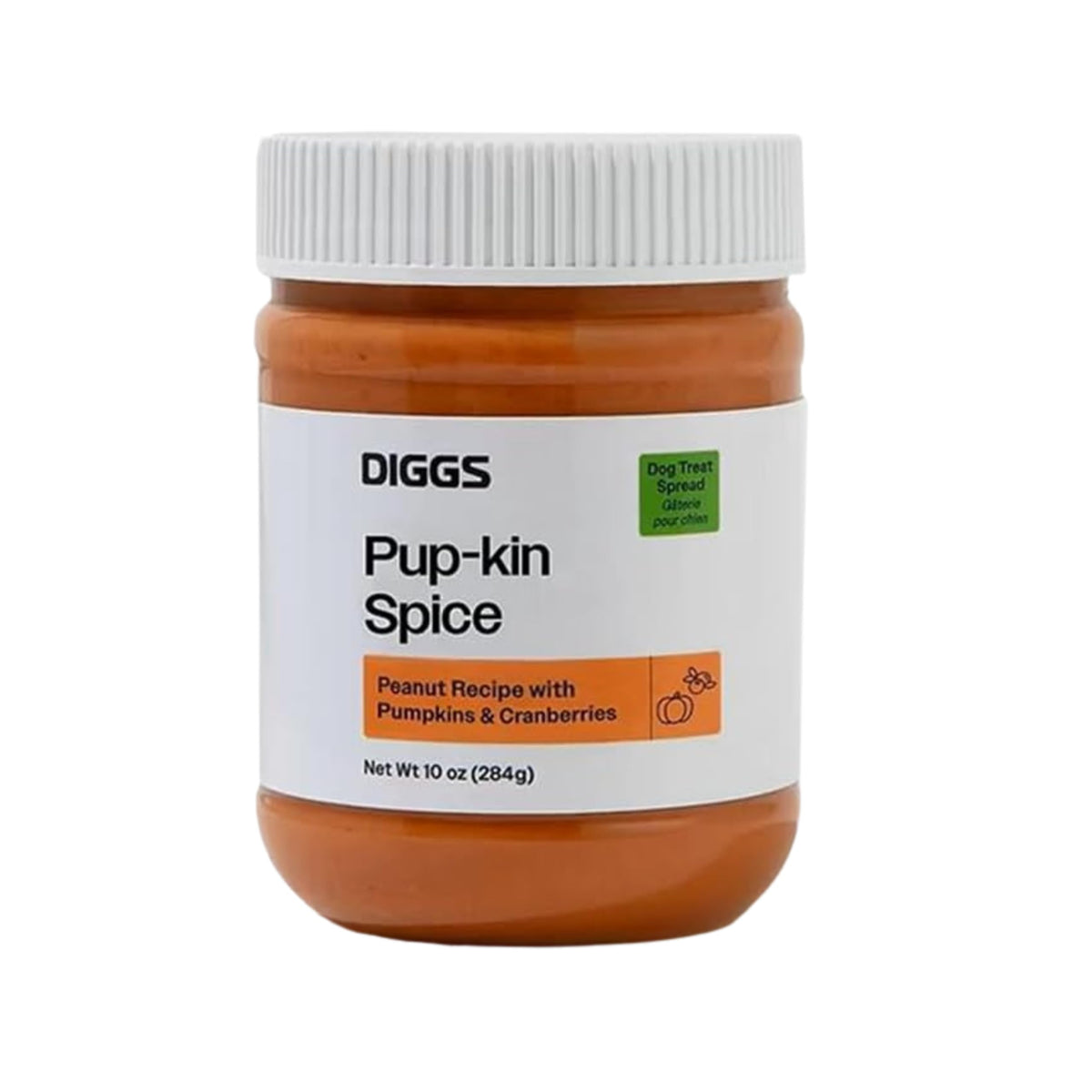 Diggs Spreadable Dog Treat apple spread in jar, a tasty single-protein topper for meals.