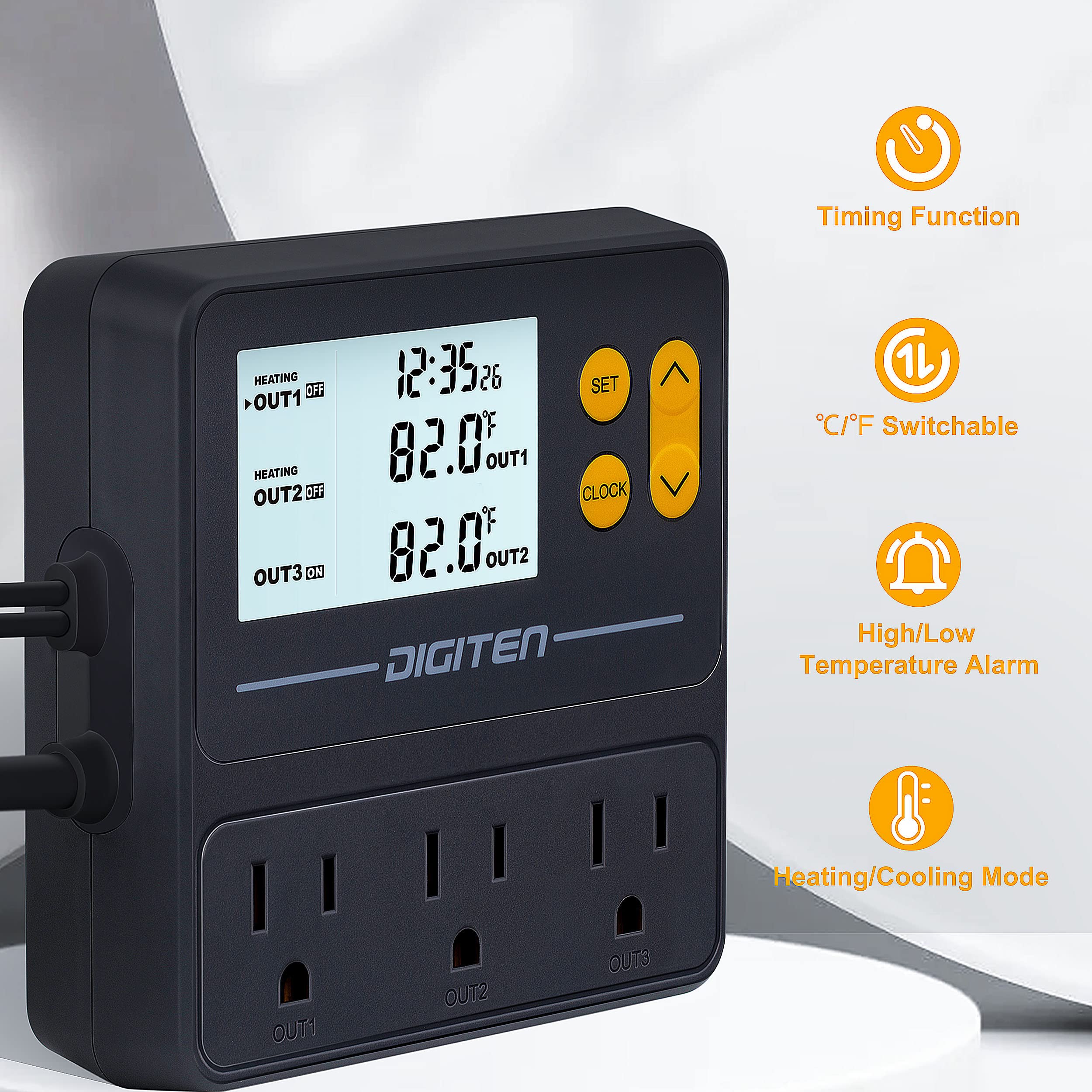 DIGITEN day-night control showing separate temps for day and night needs