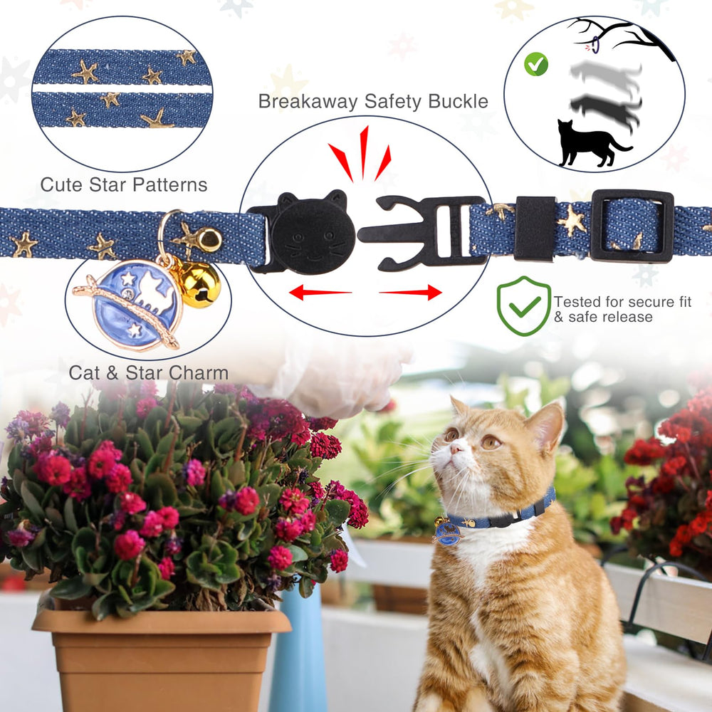 DILLYBUD adjustable cat collar 8 to 12 inches fits most cats securely.