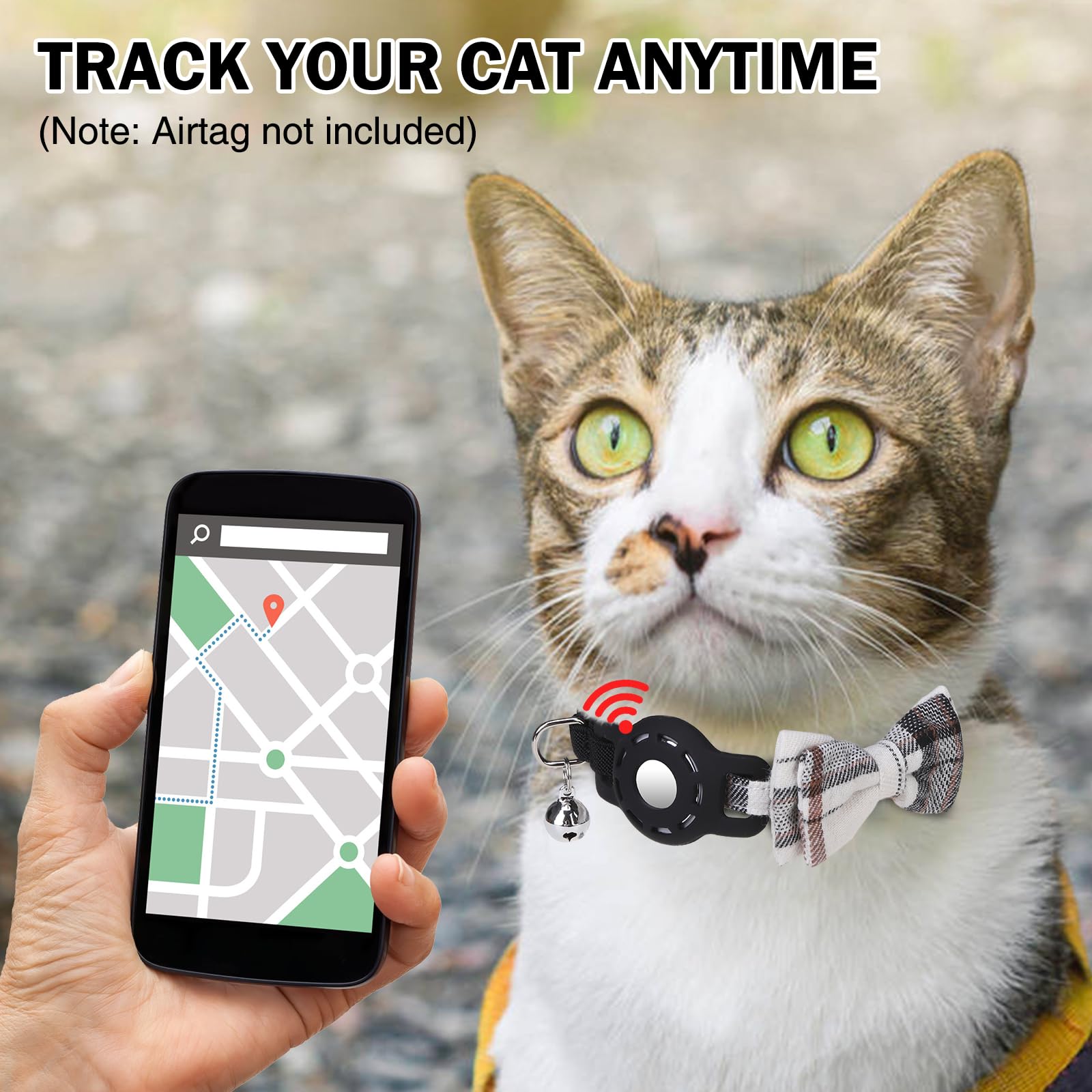 DILLYBUD Airtag cat collar elastic band prevents choking and discomfort.