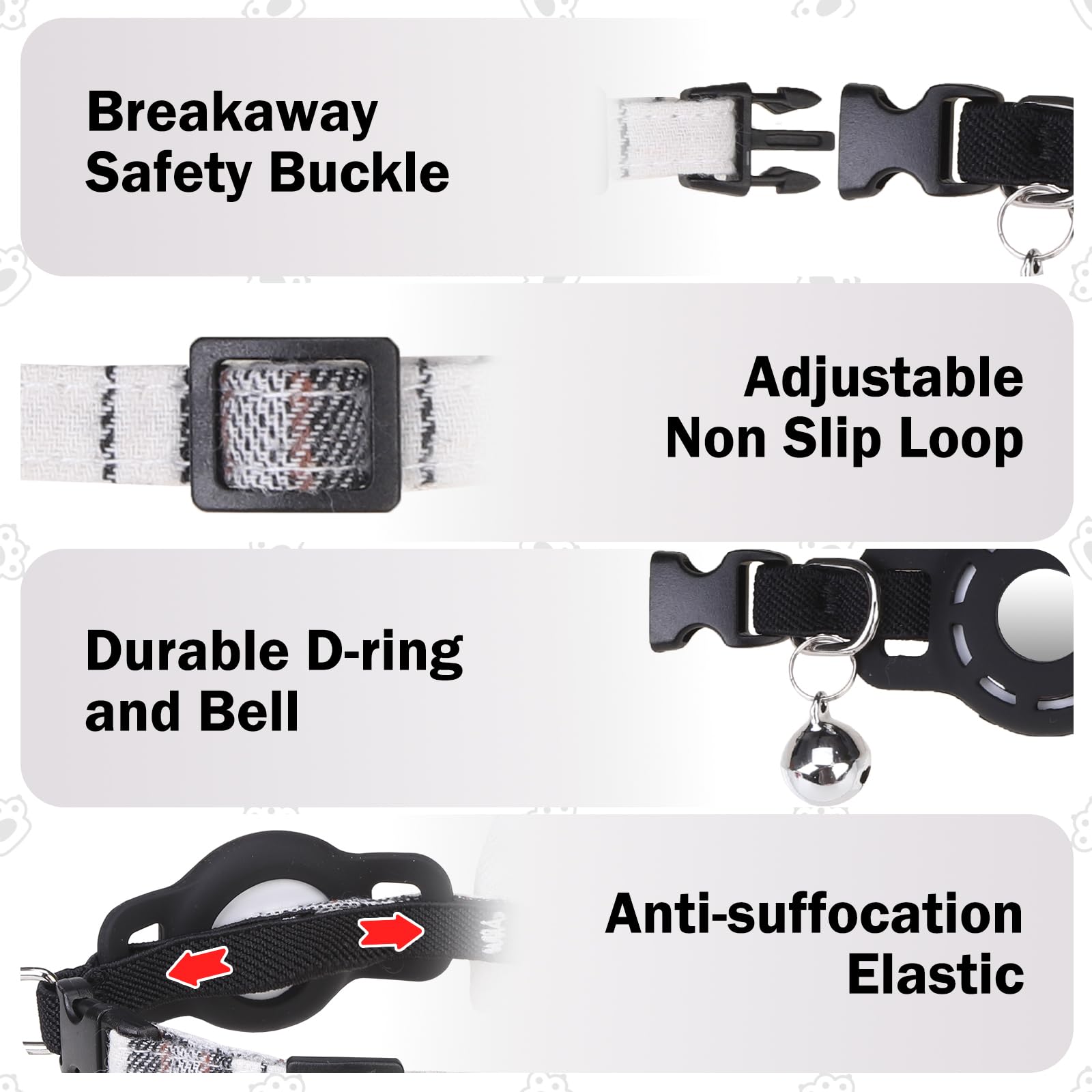 DILLYBUD adjustable strap fits 8-12 inches for cats and small dogs.