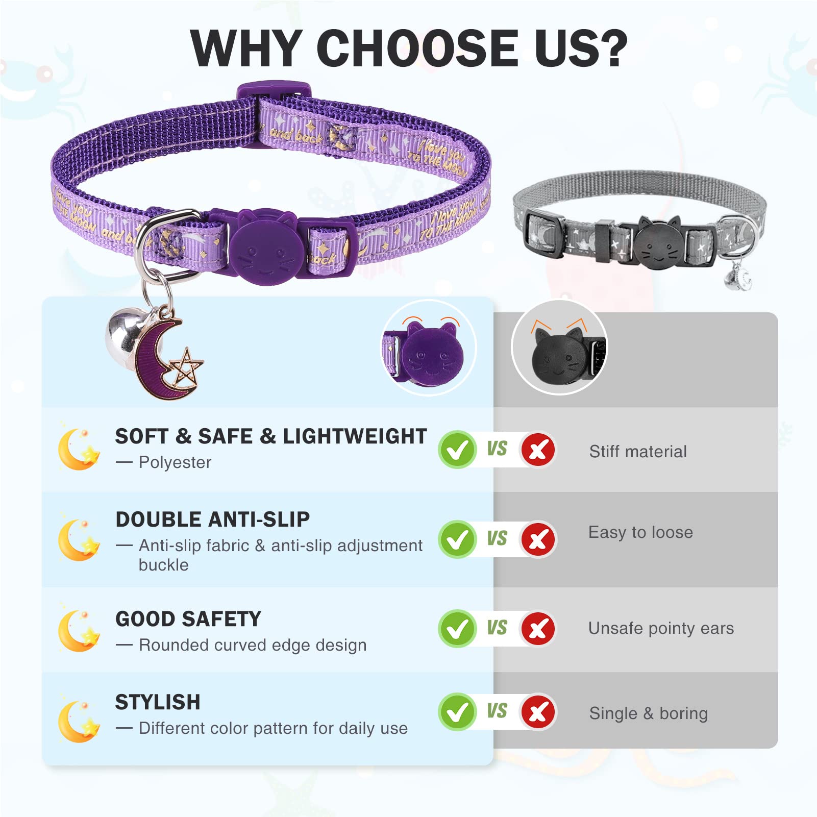 DILLYBUD 3/8-inch width collar balances durability and comfort.