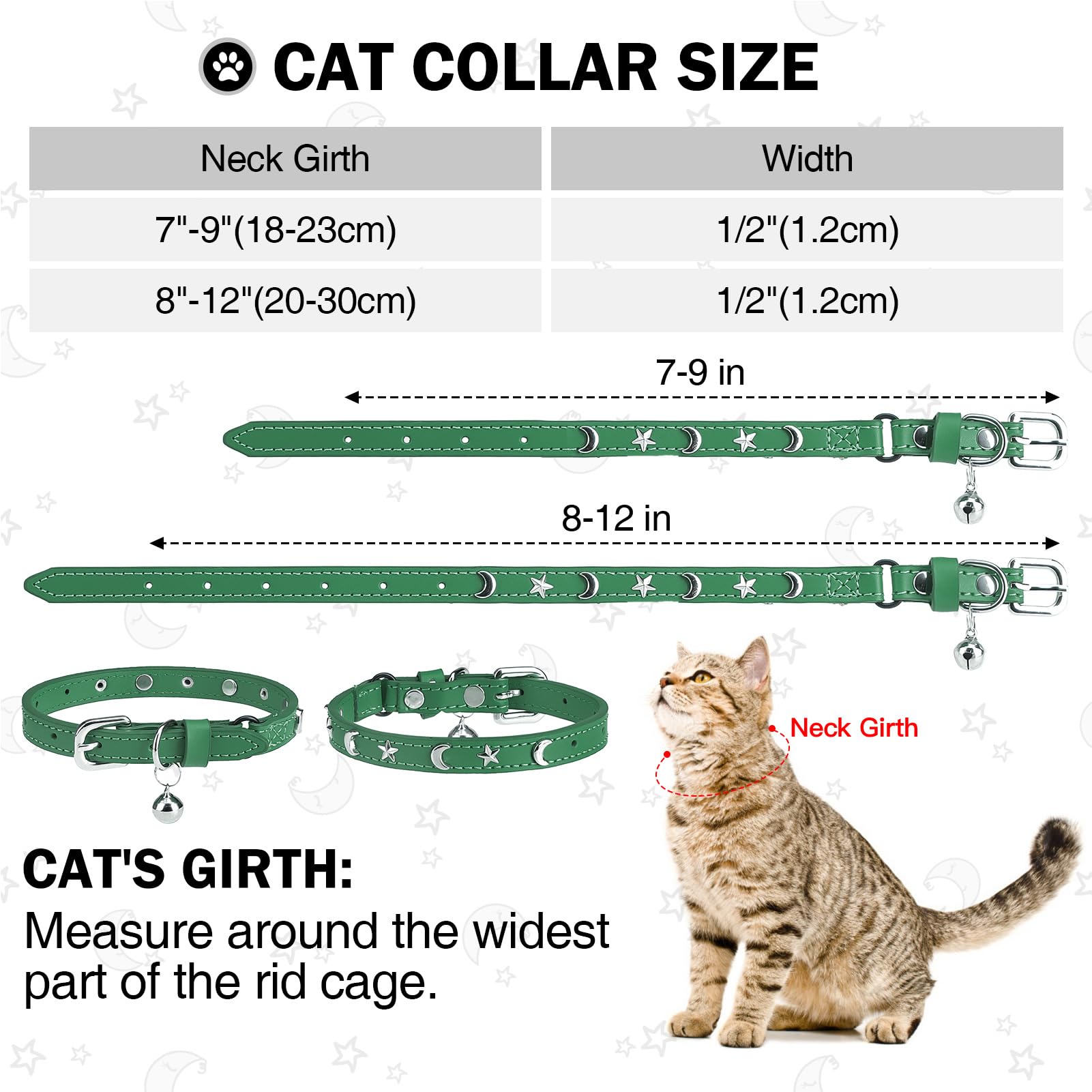DILLYBUD cat collar features star and moon studs for playful style outdoors
