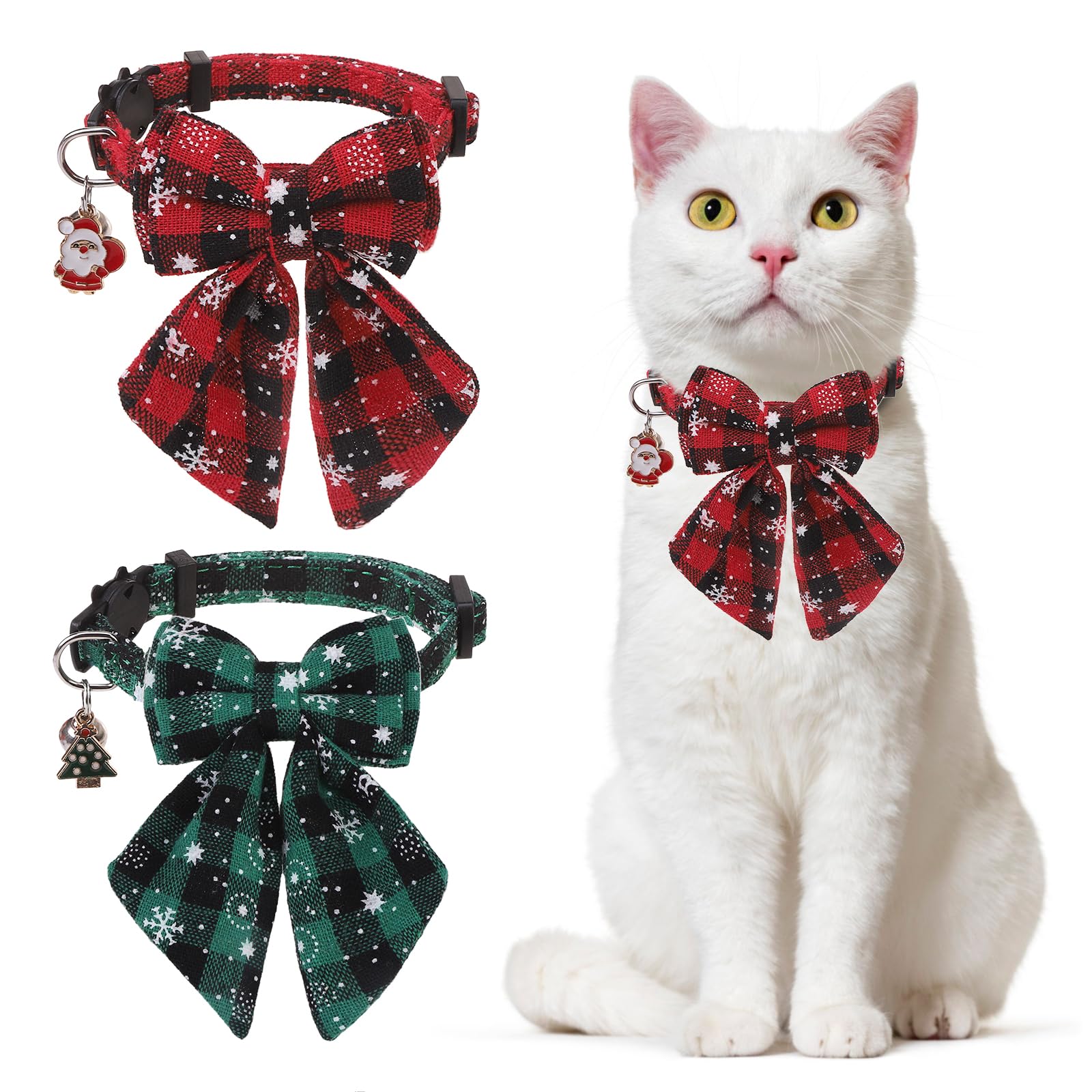 DILLYBUD Christmas cat collar with bells for festive style and easy location.