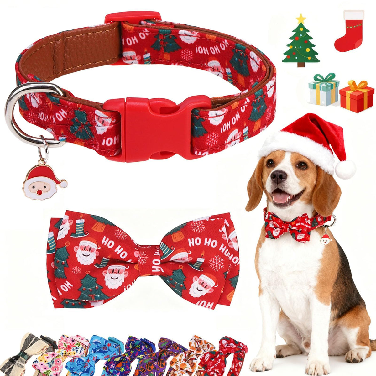 DILLYBUD Christmas bow-tie collar front view for festive photoshoots.