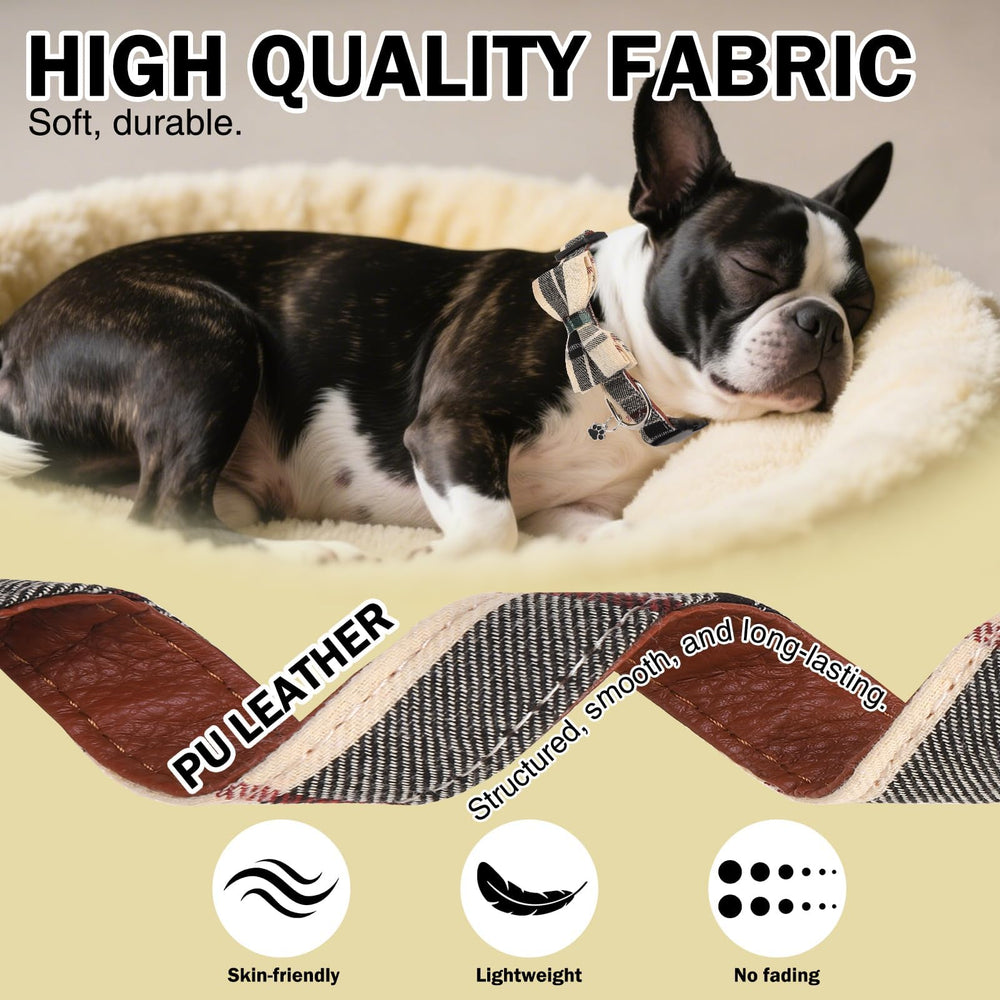 DILLYBUD detachable bowtie collar displays stylish charm and easy on/off.