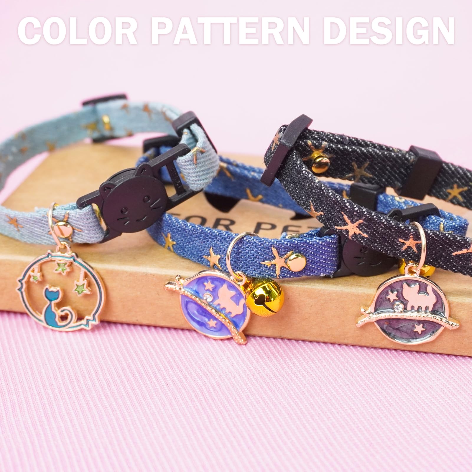 DILLYBUD fruit-pattern cat collar adds bright color for spring and summer outings.