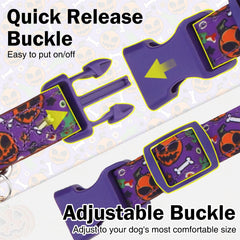 DILLYBUD Halloween dog collar orange ghost pumpkin design stands out in photos