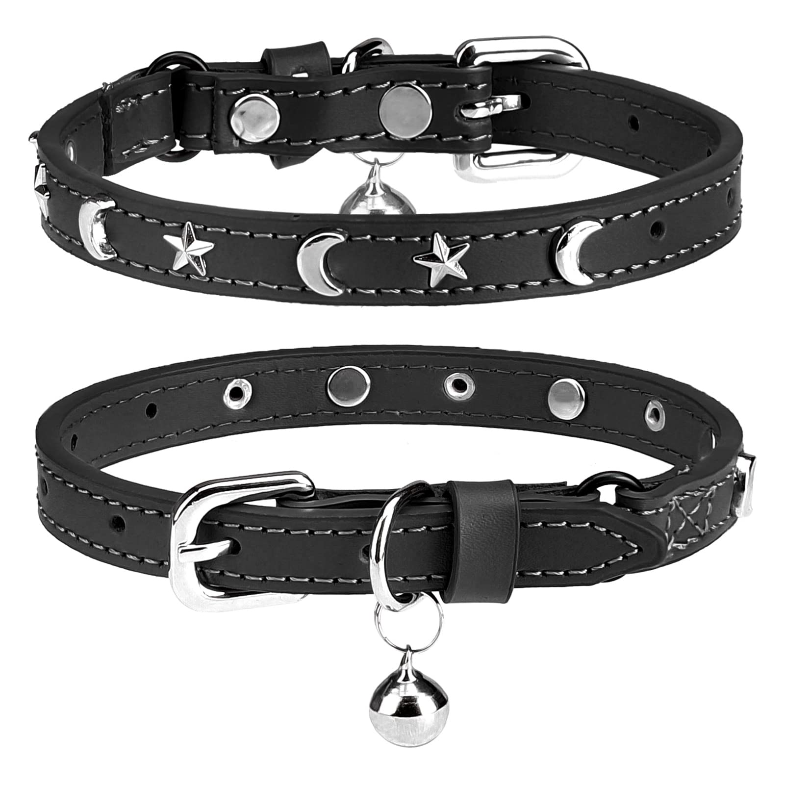 DILLYBUD leather cat collar with bell for easy locating during playtime