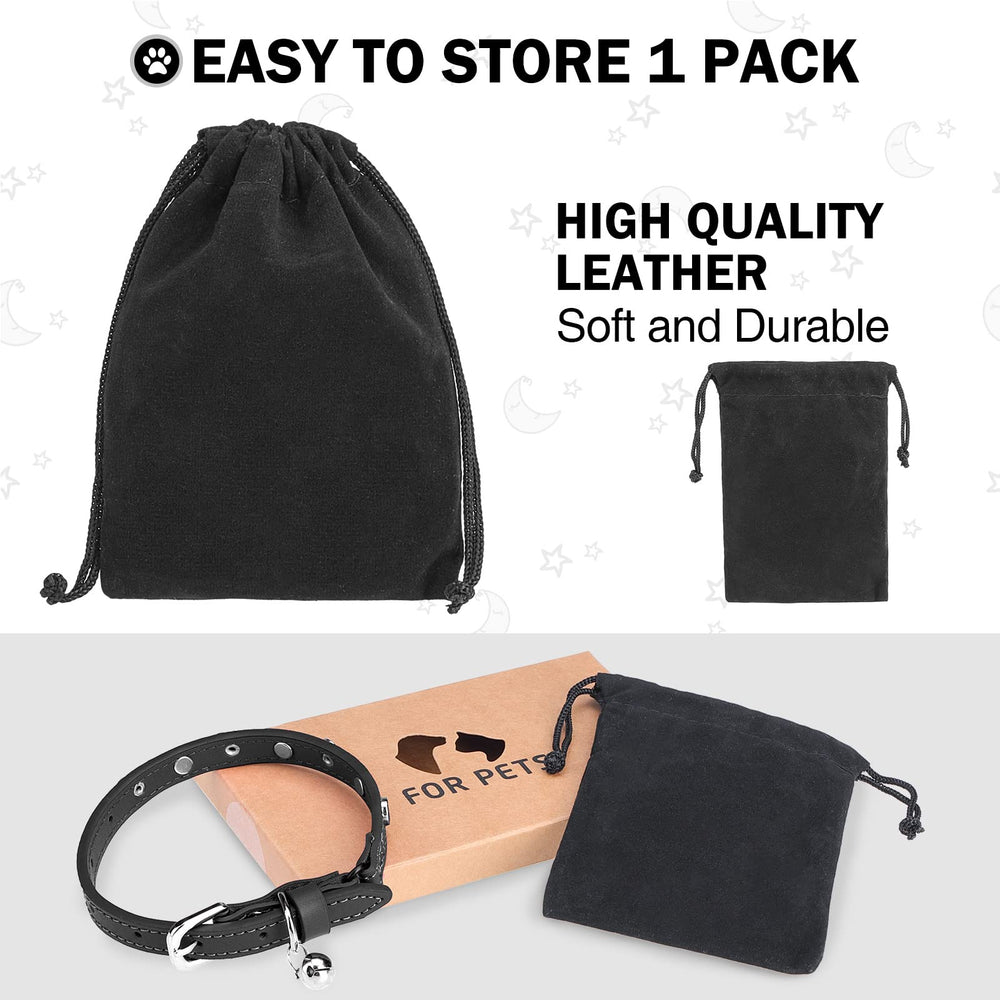 DILLYBUD leather collar features safety elastic belt to prevent tight catches