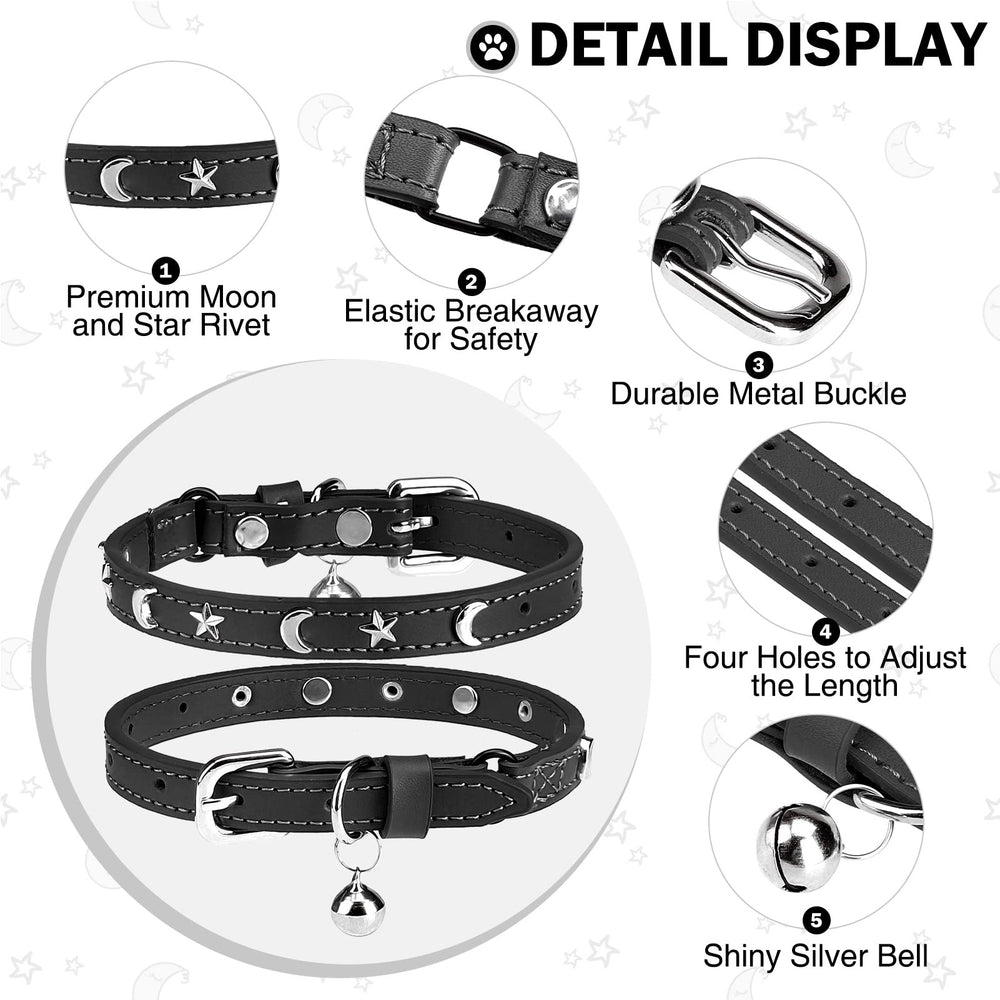 DILLYBUD cat collar with moon and star studs for stylish outdoor adventures