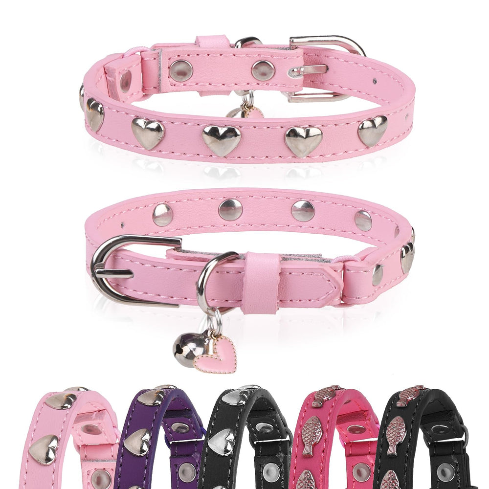 DILLYBUD leather cat collar pink front view for stylish everyday wear