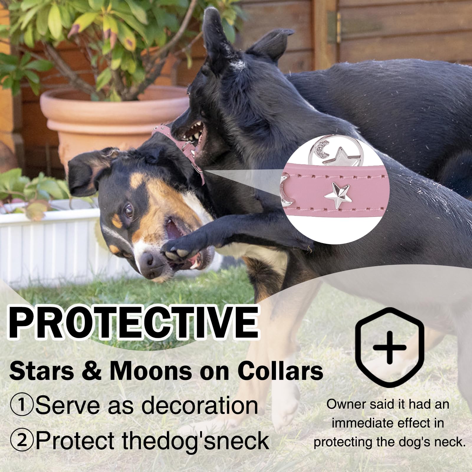 DILLYBUD leather dog collar pink side view shows adjustable buckle for growing pups.