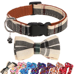 DILLYBUD plaid dog bow tie collar on adjustable strap for stylish daily walks.