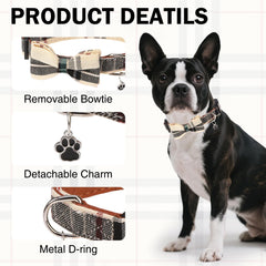 Pendant detail on DILLYBUD plaid dog collar for photo-worthy moments.