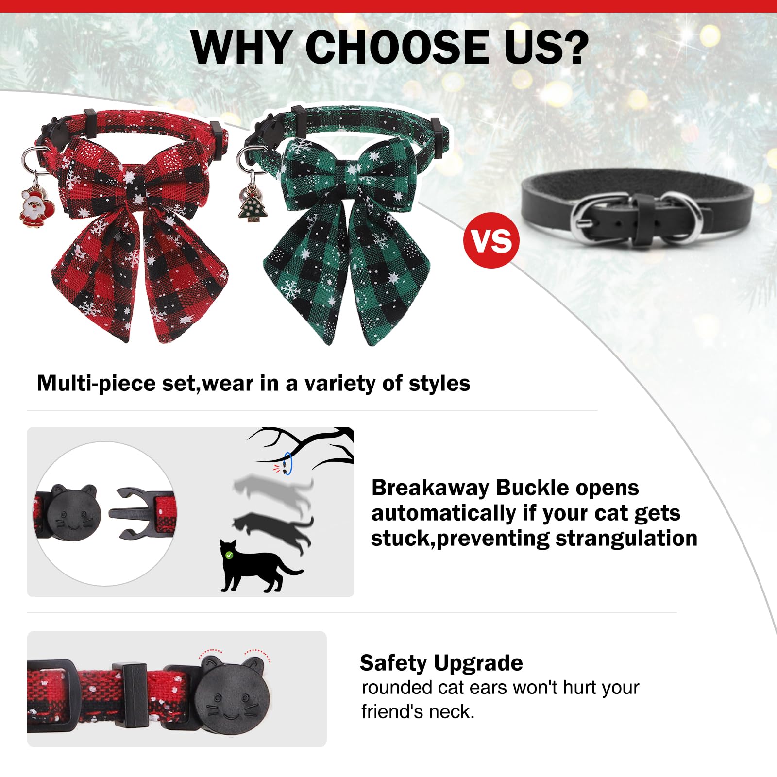 DILLYBUD polyester fabric cat collar is lightweight and durable.