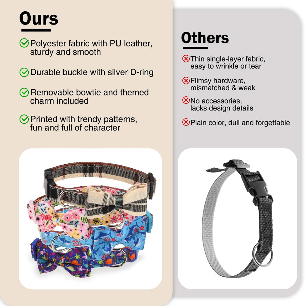 Soft fabric with PU leather backing on DILLYBUD collar for skin-friendly wear.